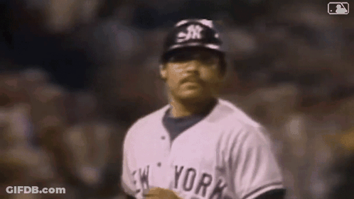 Baseball Player In Yankees Uniform And Hat GIF