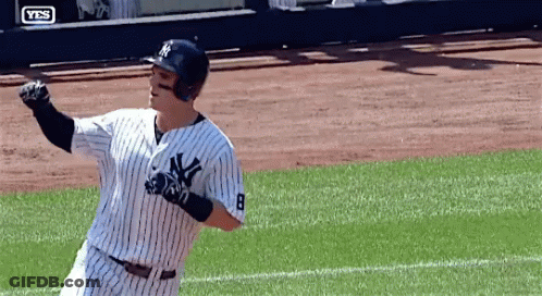 Baseball Player In Yankees Uniform Running GIF