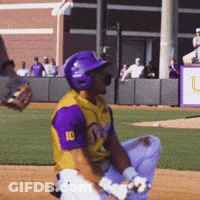 Baseball Player In Yellow And Purple Jersey Number 10 GIF