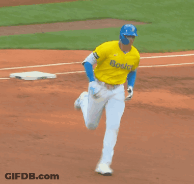 Baseball Player In Yellow Boston Jersey GIF