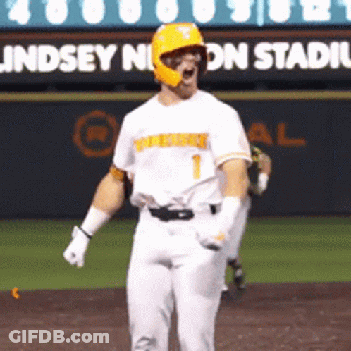 Baseball Player In Yellow Helmet Says Happy Birthday GIF