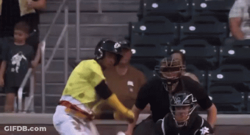 Baseball Player In Yellow NY Jersey GIF