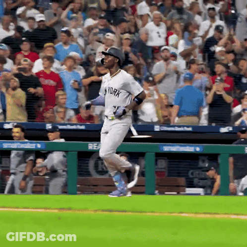 Baseball Player In York Jersey Running On Field GIF