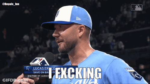 Baseball Player Into Microphone Exciting GIF