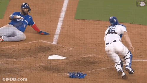 Baseball Player Jr. Sliding Into Base GIF