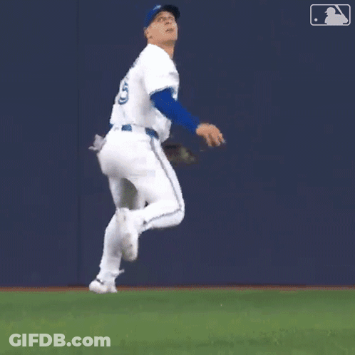 Baseball Player Jumping To Catch Ball GIF