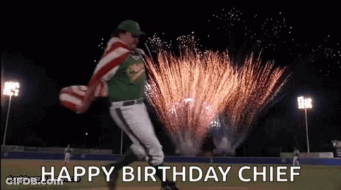 Baseball Player Jumping With American Flag GIF