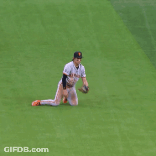 Baseball Player Kneeling In Giants Jersey GIF
