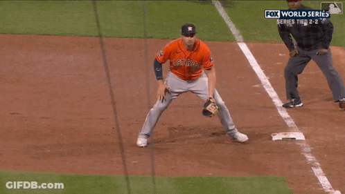 Baseball Player Kneeling On Field During Fox World Series GIF