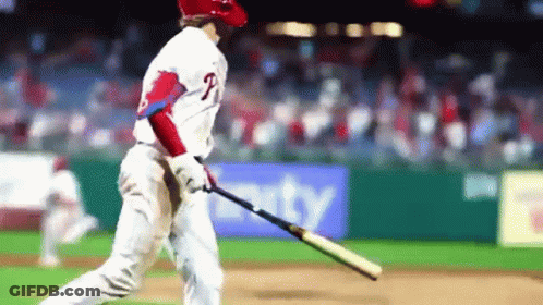 Baseball Player Letter F Swinging At Ball GIF