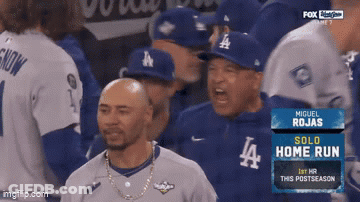 Baseball Player Miguel Rojas In Dugout GIF