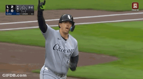 Baseball Player Miguel Vargas Hitting Home Run GIF