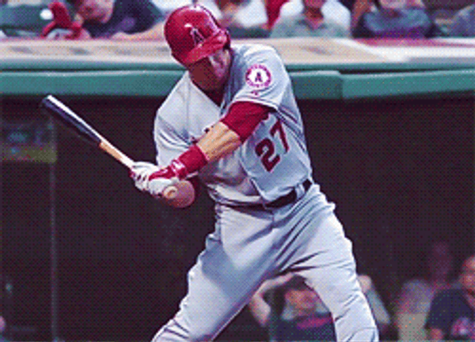 Baseball Player Mike Trout Home Run Swing GIF