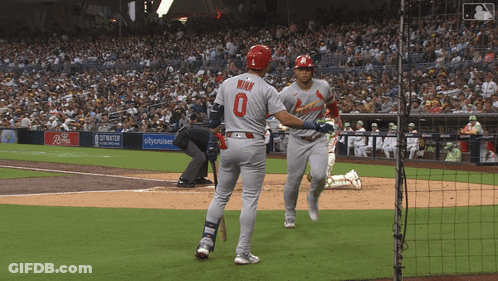 Baseball Player Number 0 Running To Another Player GIF