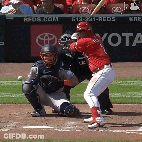 Baseball Player Number 1 Swinging At Ball GIF