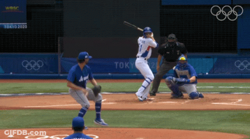 Baseball Player Number 1 Swinging At Pitch GIF