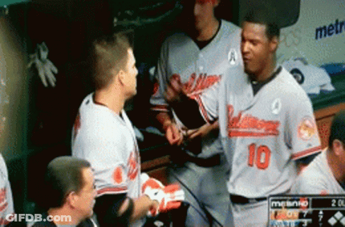 Baseball Player Number 10 Talking To Another Player GIF