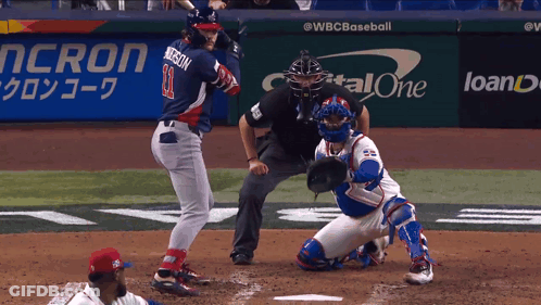 Baseball Player Number 11 Swinging Bat GIF