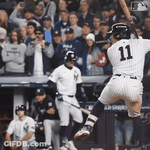 Baseball Player Number 11 Swinging Bat GIF