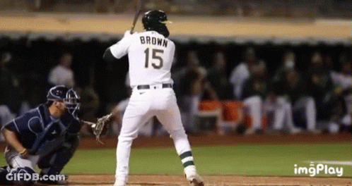 Baseball Player Number 15 Swinging Bat GIF