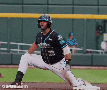 Baseball Player Number 16 Kneeling On Base GIF