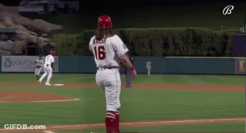 Baseball Player Number 16 On Field GIF