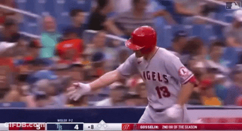 Baseball Player Number 18 Running GIF