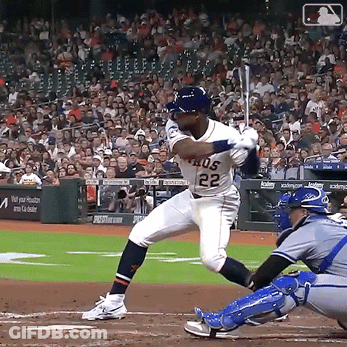 Baseball Player Number 22 Swinging At Pitch GIF