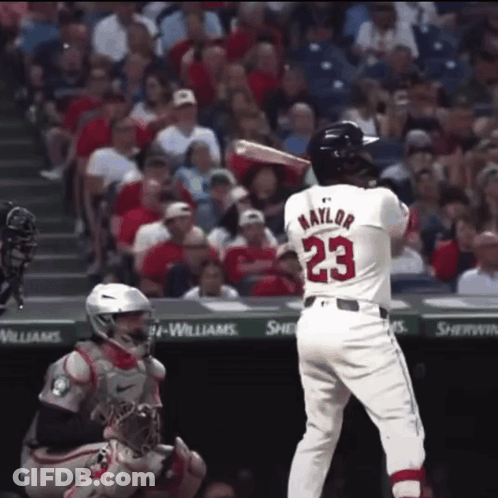 Baseball Player Number 23 Swinging Bat GIF