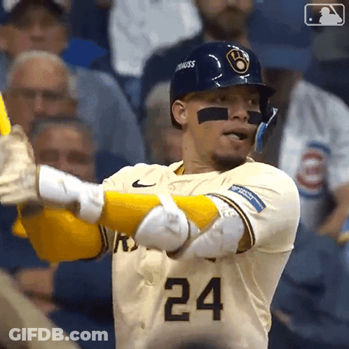 Baseball Player Number 24 Swinging Bat GIF