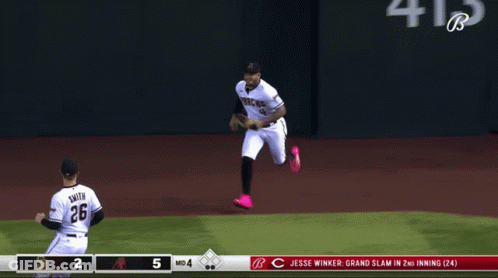 Baseball Player Number 26 Running To Another Player GIF