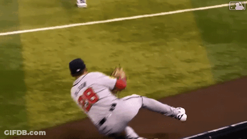 Baseball Player Number 28 Diving To Catch GIF