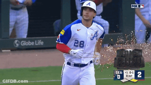 Baseball Player Number 28 Running GIF
