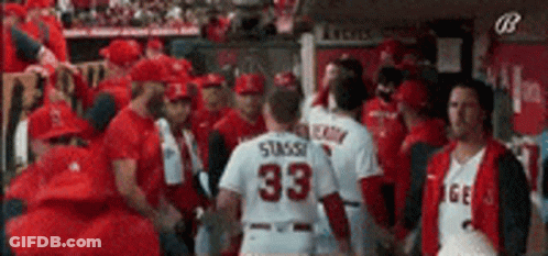Baseball Player Number 33 Standing In Crowd GIF