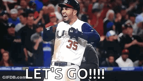 Baseball Player Number 35 Celebrating Home Run GIF