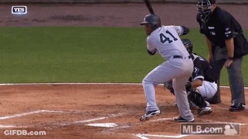 Baseball Player Number 41 Swinging At Pitch GIF