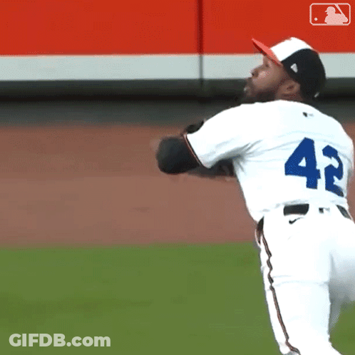 Baseball Player Number 42 Throwing Ball GIF