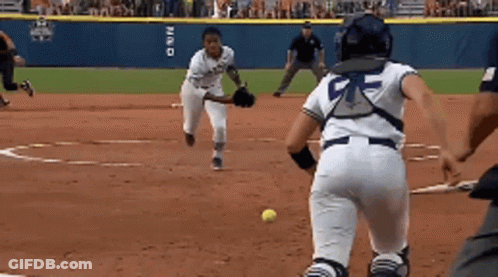 Baseball Player Number 5 Catches Ball GIF