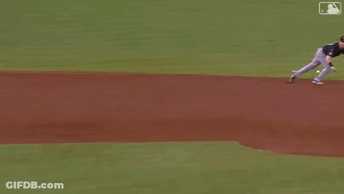 Baseball Player Number 5 Crawling On Ground GIF