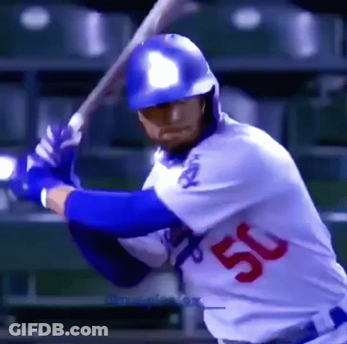 Baseball Player Number 50 Swinging Bat GIF