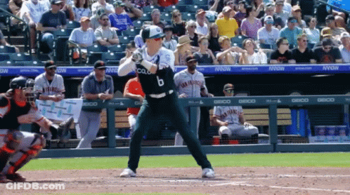 Baseball Player Number 6 At Bat GIF