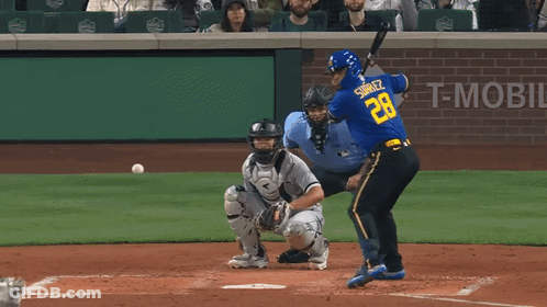 Baseball Player Number 6 Blue Jersey Swinging Bat GIF