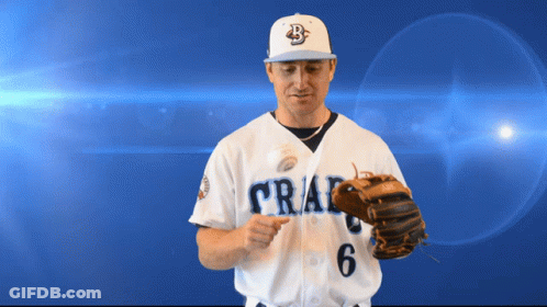 Baseball Player Number 6 Pointing At Glove GIF