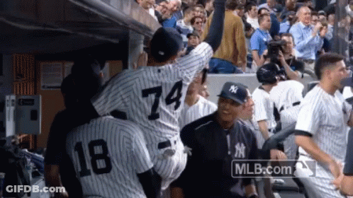 Baseball Player Number 74 Being Lifted GIF