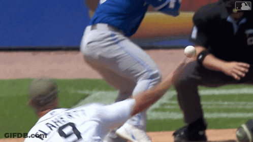 Baseball Player Number 9 Catching Ball GIF