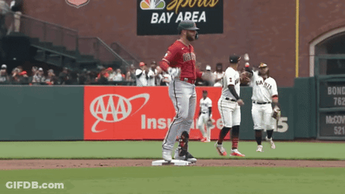 Baseball Player On Base With AAA Sign GIF