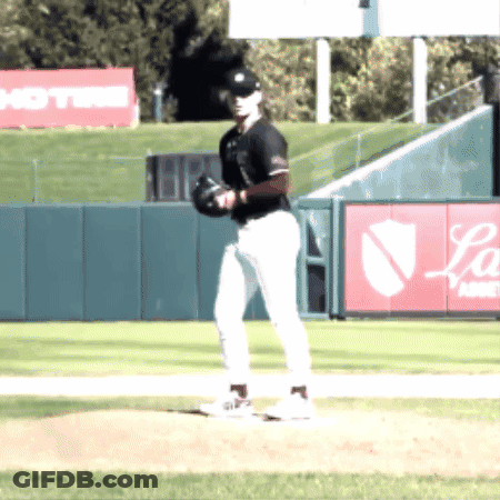 Baseball Player On Mound In Front Of LA Sign GIF