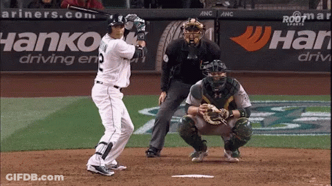 Baseball Player Ready To Hit With Hanko Driving Energy Sign GIF
