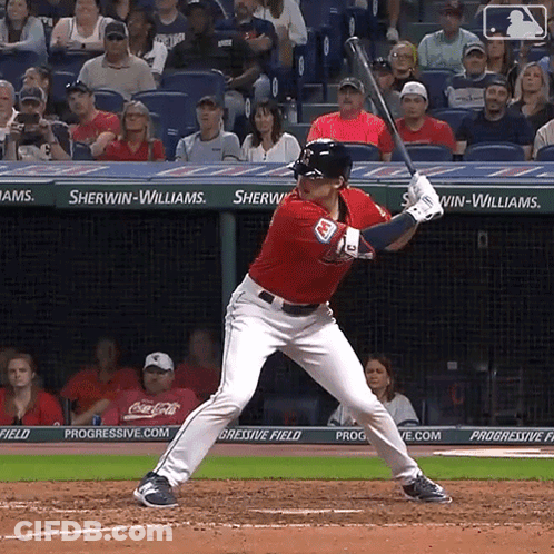 Baseball Player Ready To Swing At Progressive Field GIF