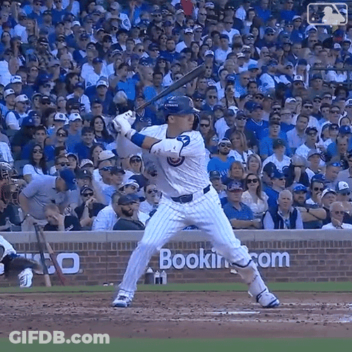 Baseball Player Ready To Swing Before Bookin.com Sign GIF